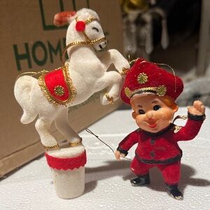 Unique Vintage Red and White Holiday Ornaments